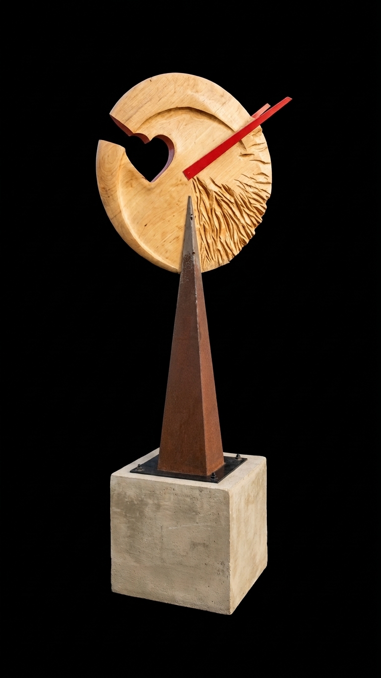Escultura 'Punto de Inflexión' tallada en madera de guatambú, 2.20mt x 0.90mt